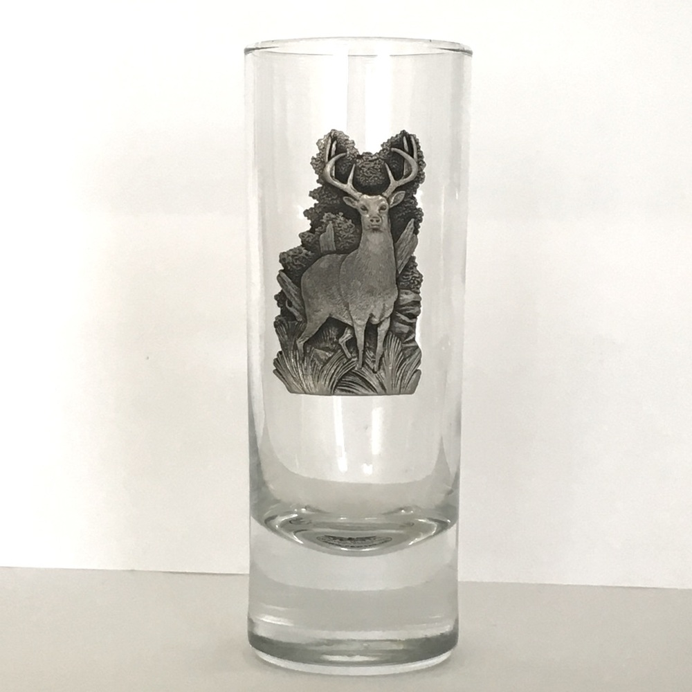 Heritage Metalworks Fine Pewter Tall Shot Glass Buck Deer - New Without Tags